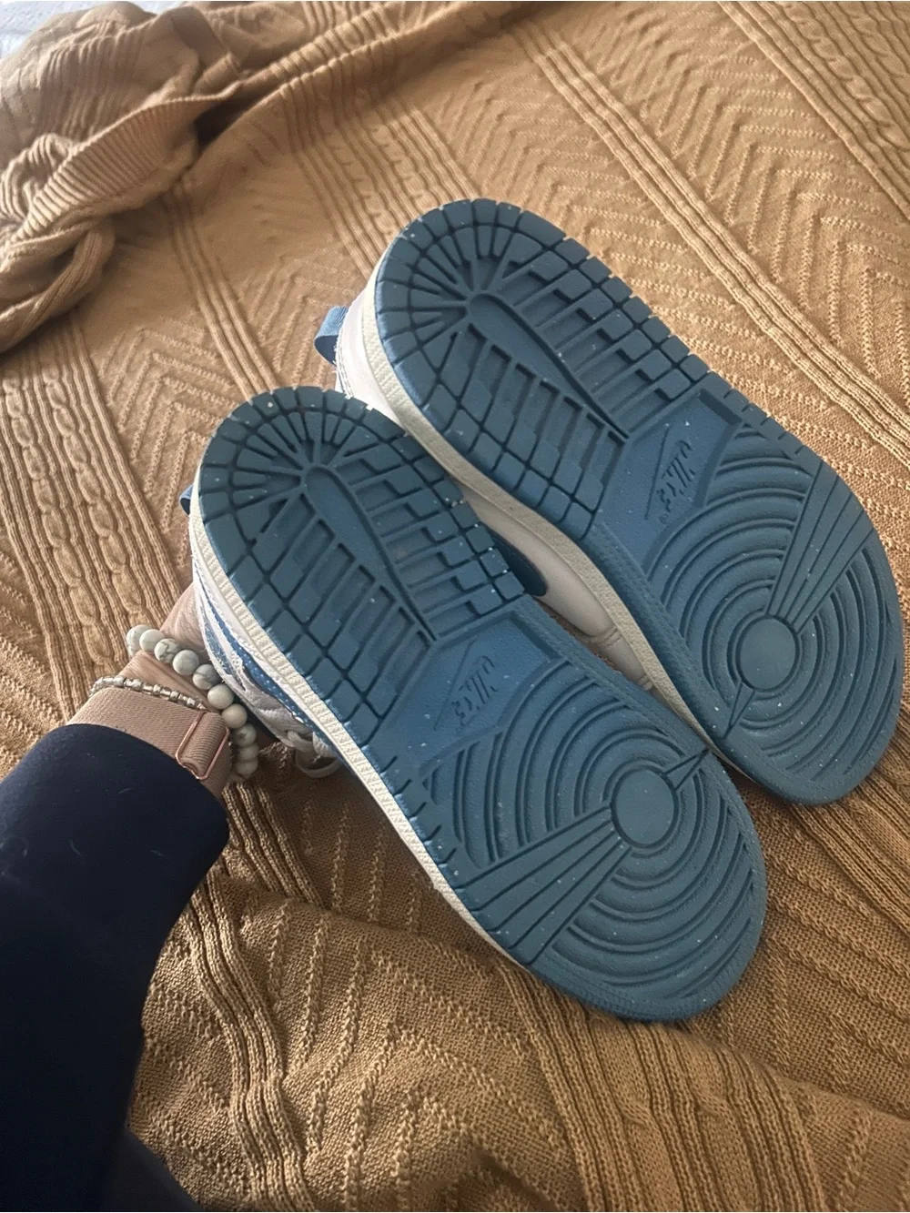Nike Kids White and Navy High-Top Sneakers - Picture 6 of 7